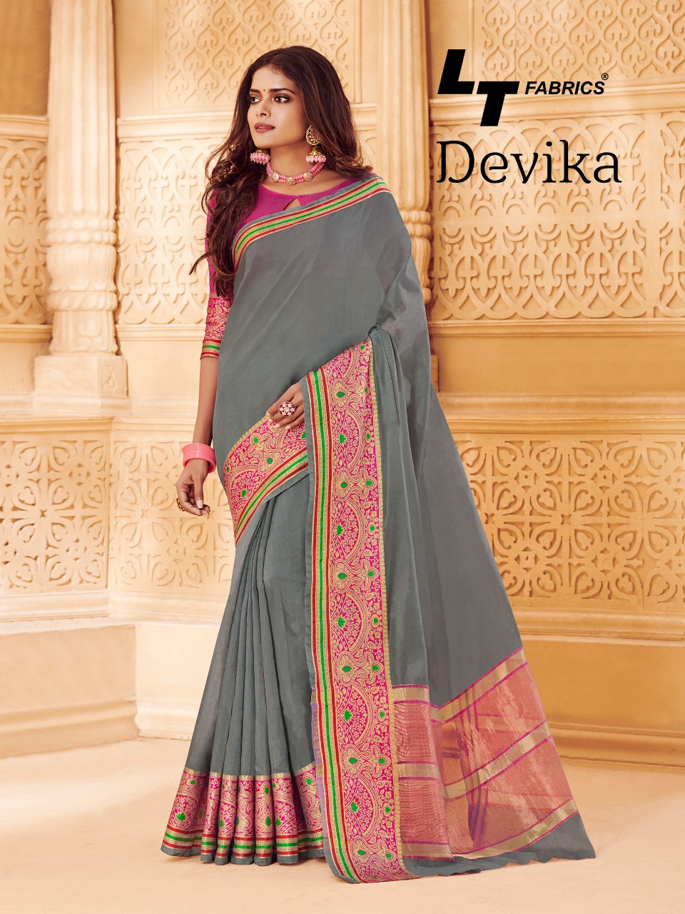 Devika By Lt Fashion 01 To 10 Series Indian Traditional Wear Collection Beautiful Stylish Fancy Colorful Party Wear & Occasional Wear Pure Cotton Silk Sarees At Wholesale Price