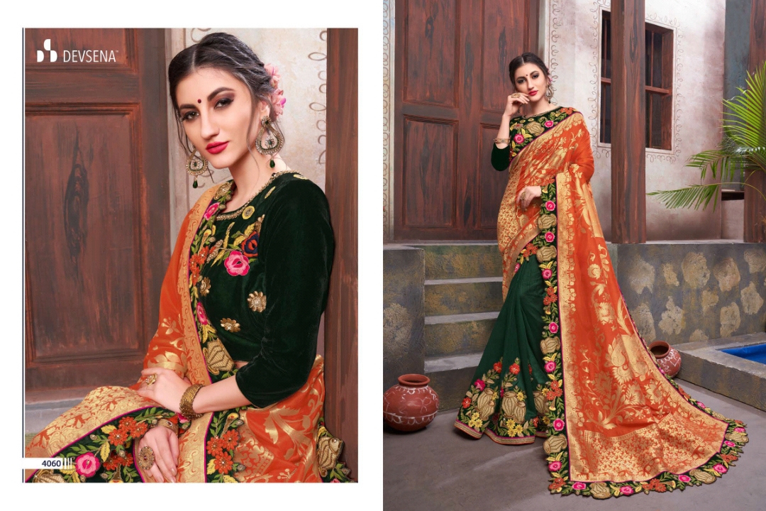 Devsena Vol-6 By Sanjana Designer 4059 To 4069 Series Indian Traditional Wear Collection Beautiful Stylish Fancy Colorful Party Wear & Occasional Wear Fancy Sarees At Wholesale Price