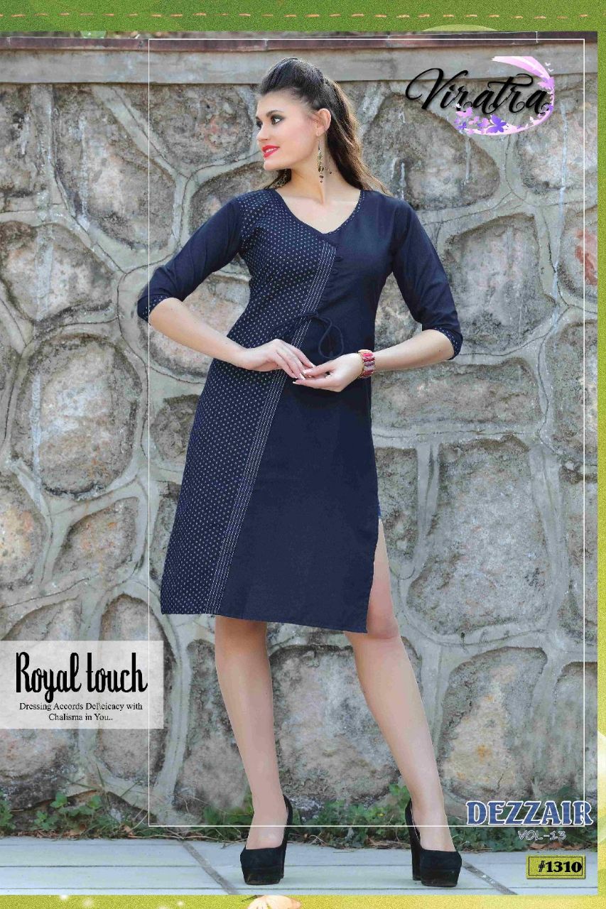 Dezzair Vol-13 By Viratra Tex 1301 To 1310 Series Beautiful Stylish Fancy Colorful Casual Wear & Ethnic Wear Denim Embroidered Kurtis At Wholesale Price