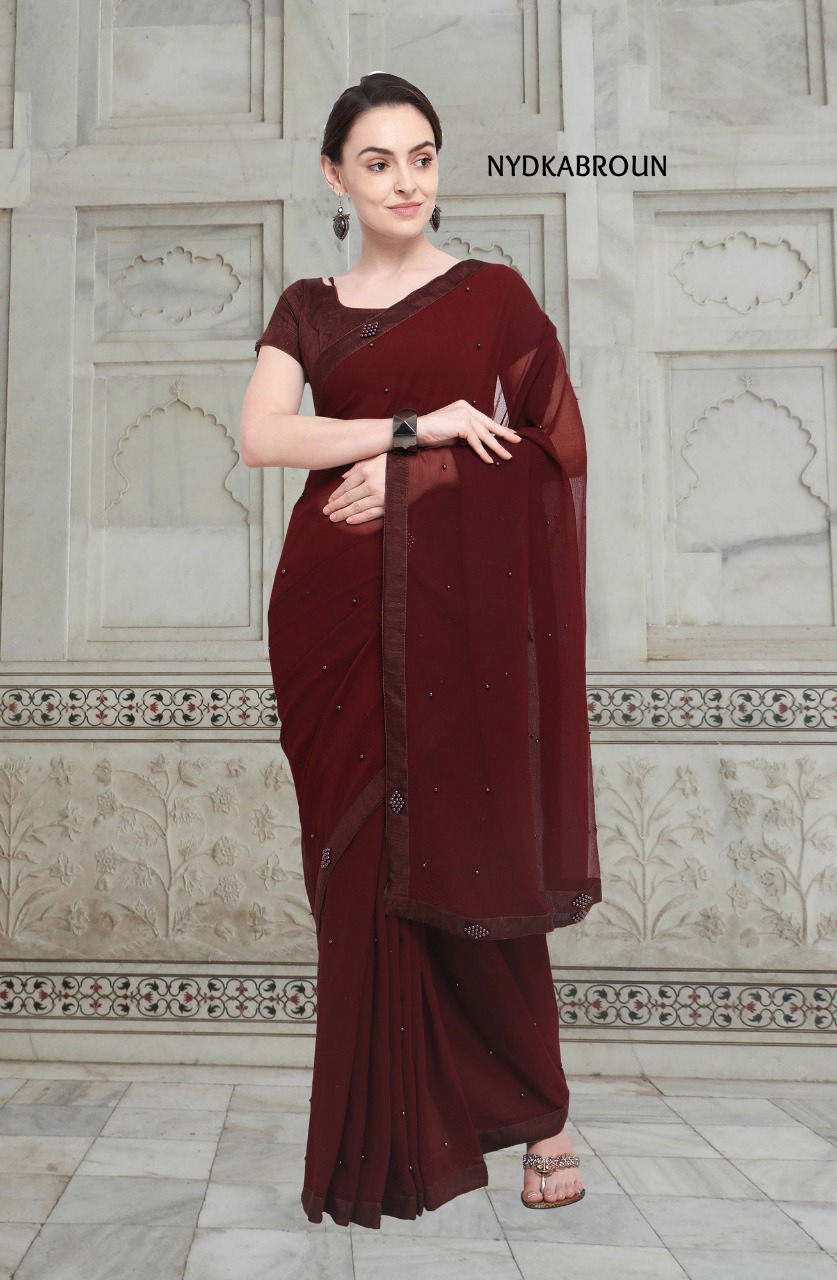 Dhadak By Aasvaa Indian Traditional Wear Collection Beautiful Stylish Fancy Colorful Party Wear & Occasional Wear Chiffon Sarees At Wholesale Price