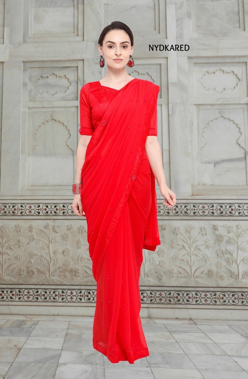 Dhadak By Aasvaa Indian Traditional Wear Collection Beautiful Stylish Fancy Colorful Party Wear & Occasional Wear Chiffon Sarees At Wholesale Price
