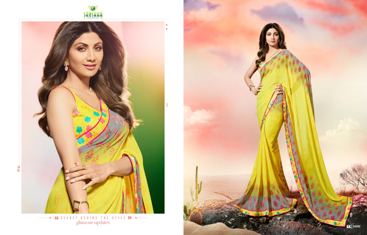 Dhadkan By Sanskar Tex Print Indian Traditional Wear Collection Beautiful Stylish Fancy Colorful Party Wear & Occasional Wear Georgette Sarees At Wholesale Price