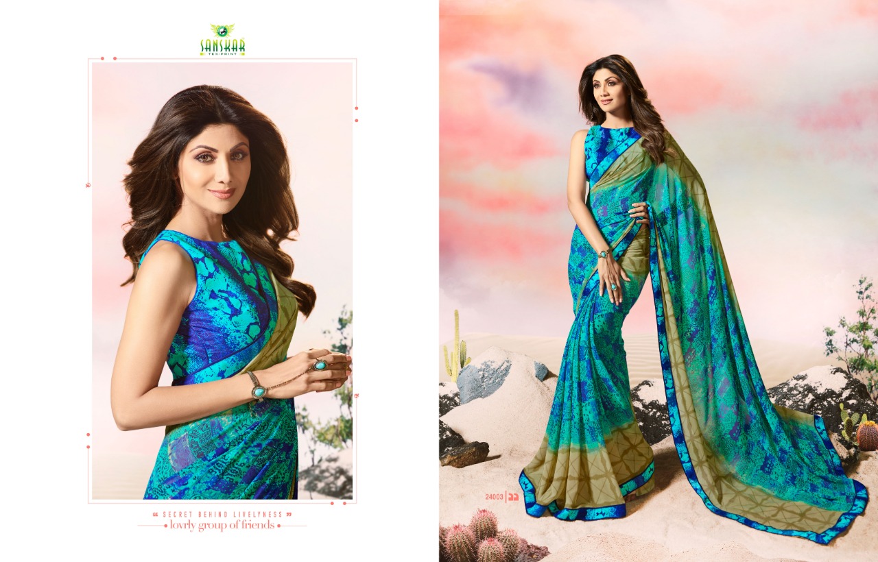 Dhadkan By Sanskar Tex Print Indian Traditional Wear Collection Beautiful Stylish Fancy Colorful Party Wear & Occasional Wear Georgette Sarees At Wholesale Price