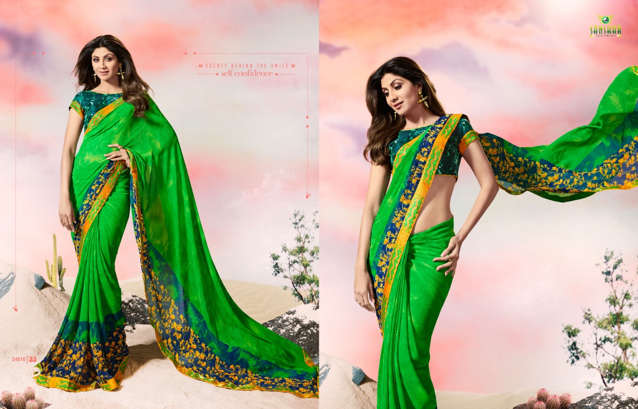Dhadkan By Sanskar Tex Print Indian Traditional Wear Collection Beautiful Stylish Fancy Colorful Party Wear & Occasional Wear Georgette Sarees At Wholesale Price