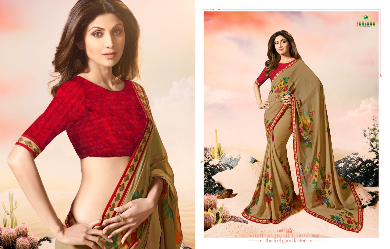 Dhadkan By Sanskar Tex Print Indian Traditional Wear Collection Beautiful Stylish Fancy Colorful Party Wear & Occasional Wear Georgette Sarees At Wholesale Price