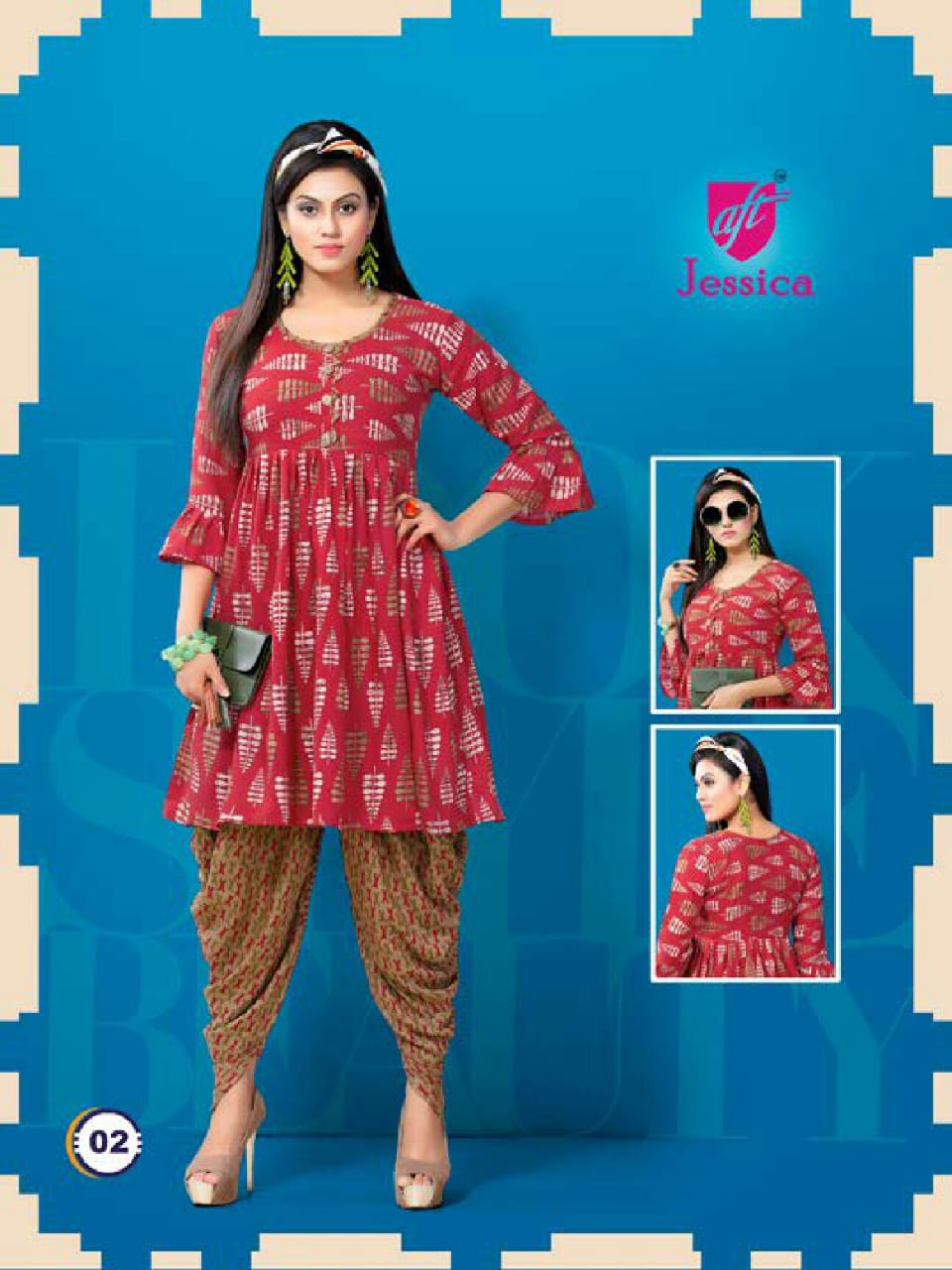 Dhoti Girl Vol-1 By Jessica 01 To 08 Series Beautiful Colorful Stylish Fancy Casual Wear & Ethnic Wear & Ready To Wear Rayon Print Kurtis & Dhoti At Wholesale Price