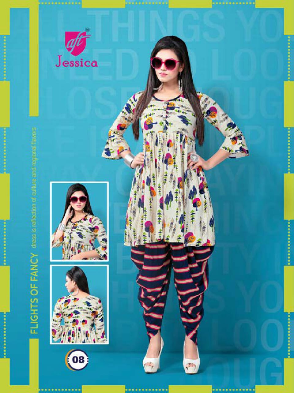 Dhoti Girl Vol-1 By Jessica 01 To 08 Series Beautiful Colorful Stylish Fancy Casual Wear & Ethnic Wear & Ready To Wear Rayon Print Kurtis & Dhoti At Wholesale Price
