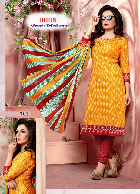 Dhun Vol-7 By Kalyan Prints 701 To 710 Series Beautiful Suits Stylish Fancy Colorful Party Wear & Ethnic Wear Cotton Printed Dresses At Wholesale Price