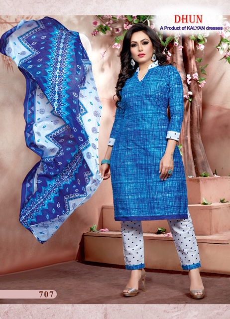 Dhun Vol-7 By Kalyan Prints 701 To 710 Series Beautiful Suits Stylish Fancy Colorful Party Wear & Ethnic Wear Cotton Printed Dresses At Wholesale Price