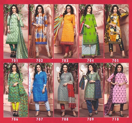 Dhun Vol-7 By Kalyan Prints 701 To 710 Series Beautiful Suits Stylish Fancy Colorful Party Wear & Ethnic Wear Cotton Printed Dresses At Wholesale Price