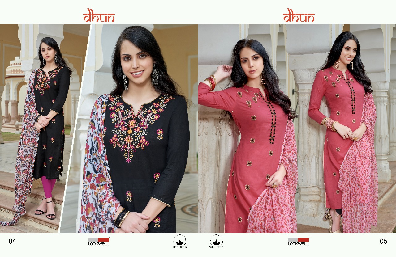 Dhun By Lookwell 01 To 06 Series Beautiful Colorful Stylish Fancy Casual Wear & Ethnic Wear & Ready To Wear Pure Cotton Embroidered Dresses At Wholesale Price