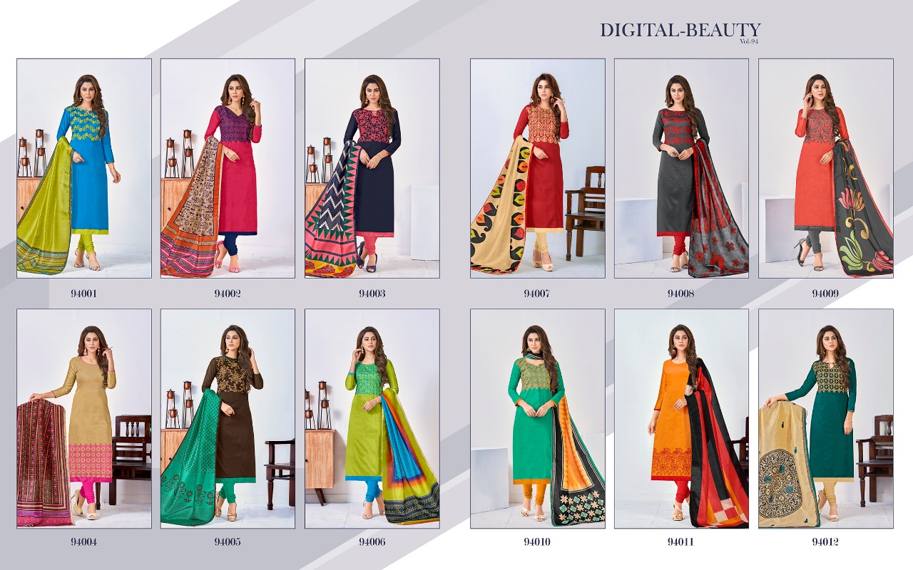 Digital Beauty Vol-94 By B.g Impex 94001 To 92012 Series Beautiful Suits Stylish Fancy Colorful Casual Wear & Ethnic Wear Collection Assam Silk & Cotton Jacquard Embroidered Dresses At Wholesale Price