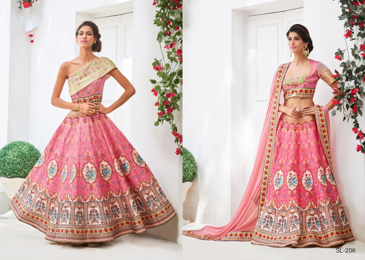 Digital Signature Collection Vol-2 By Aasvaa Sl-201 To Sl-212 Series Designer Beautiful Wedding Collection Occasional Wear & Party Wear Heritage Silk Lehengas At Wholesale Price