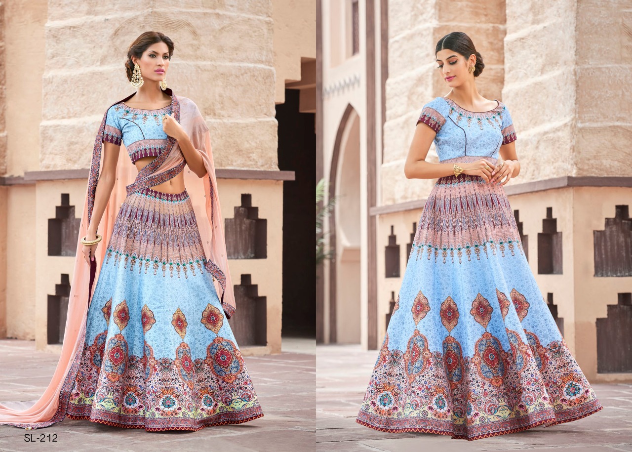 Digital Signature Collection Vol-2 By Aasvaa Sl-201 To Sl-212 Series Designer Beautiful Wedding Collection Occasional Wear & Party Wear Heritage Silk Lehengas At Wholesale Price