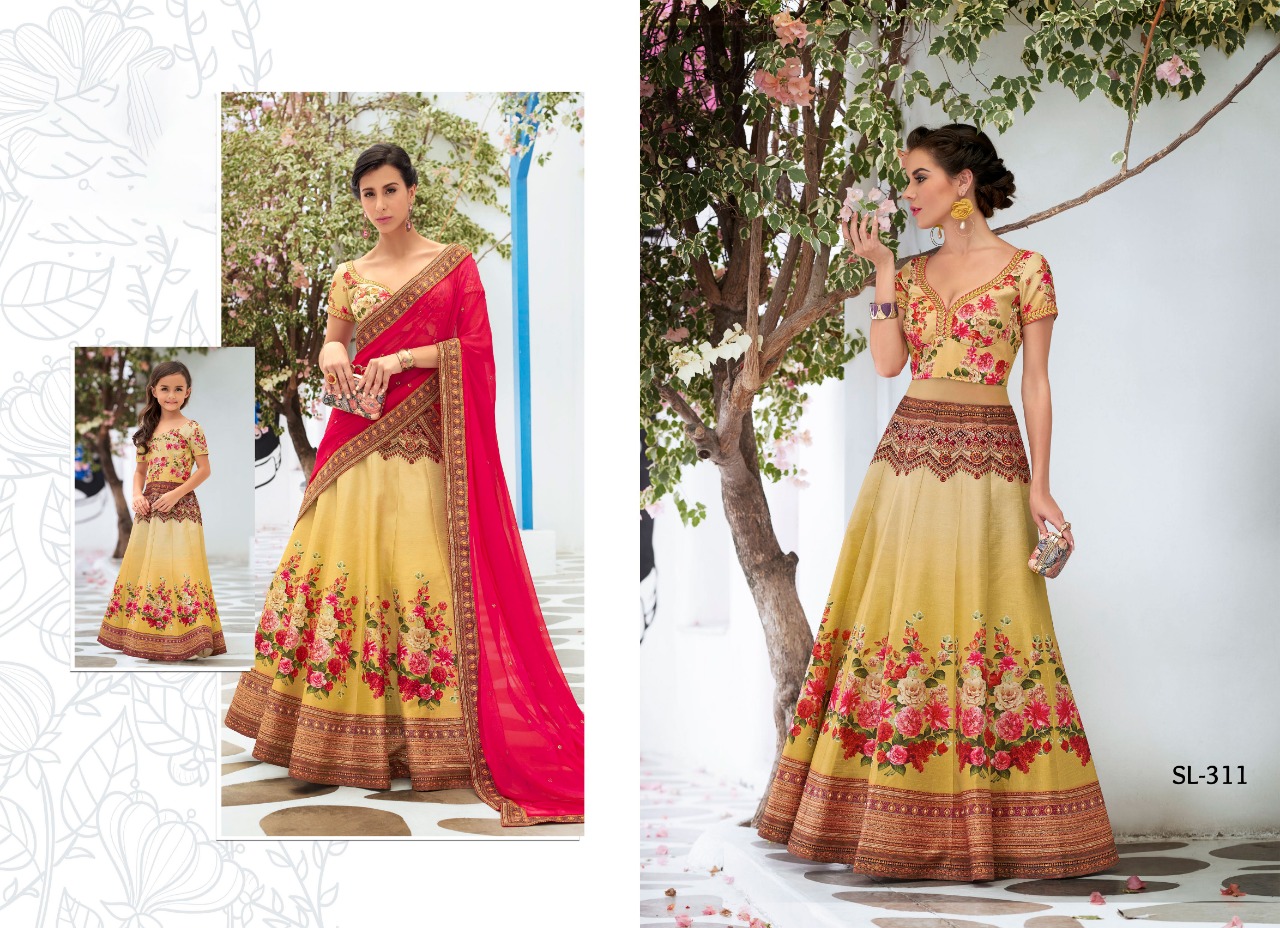 Digital Signature Collection Vol-3 By Aasvaa Sl-301 To Sl-311 Series Designer Beautiful Wedding Collection Occasional Wear & Party Wear Heritage Silk Lehengas At Wholesale Price