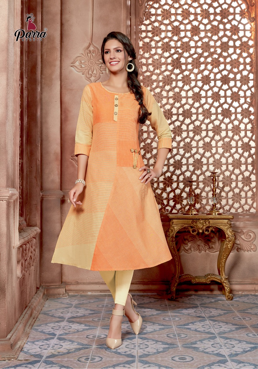 Dimple By Parra Studio 1001 To 1006 Series Beautiful Colorful Stylish Fancy Casual Wear & Ethnic Wear & Ready To Wear Linen Cotton & Cotton Linning Kurtis At Wholesale Price