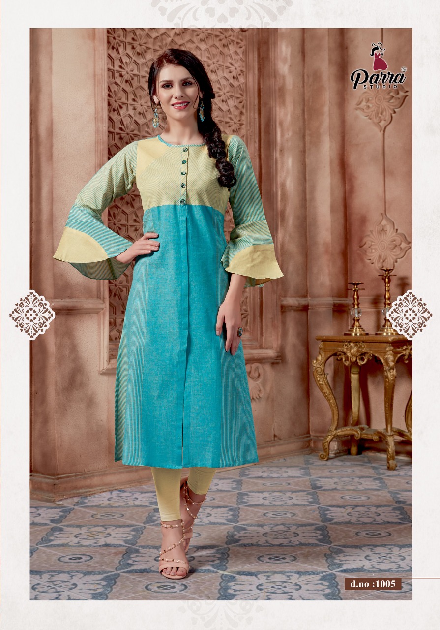 Dimple By Parra Studio 1001 To 1006 Series Beautiful Colorful Stylish Fancy Casual Wear & Ethnic Wear & Ready To Wear Linen Cotton & Cotton Linning Kurtis At Wholesale Price