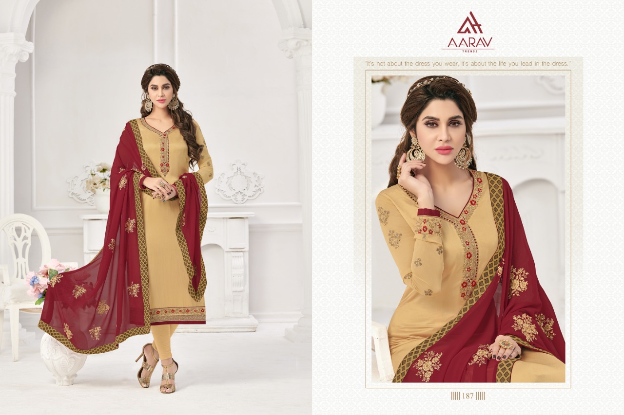 Dimpy Vol-1 By Aarav Trendz 187 To 193 Series Beautiful Stylish Fancy Colorful Casual Wear & Ethnic Wear Collection Real Georgette Satin Dresses At Wholesale Price