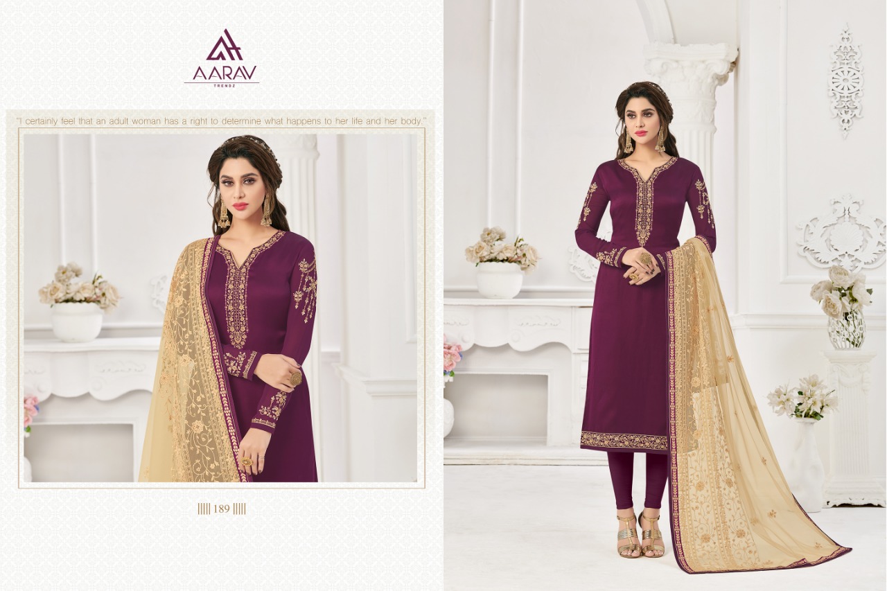 Dimpy Vol-1 By Aarav Trendz 187 To 193 Series Beautiful Stylish Fancy Colorful Casual Wear & Ethnic Wear Collection Real Georgette Satin Dresses At Wholesale Price