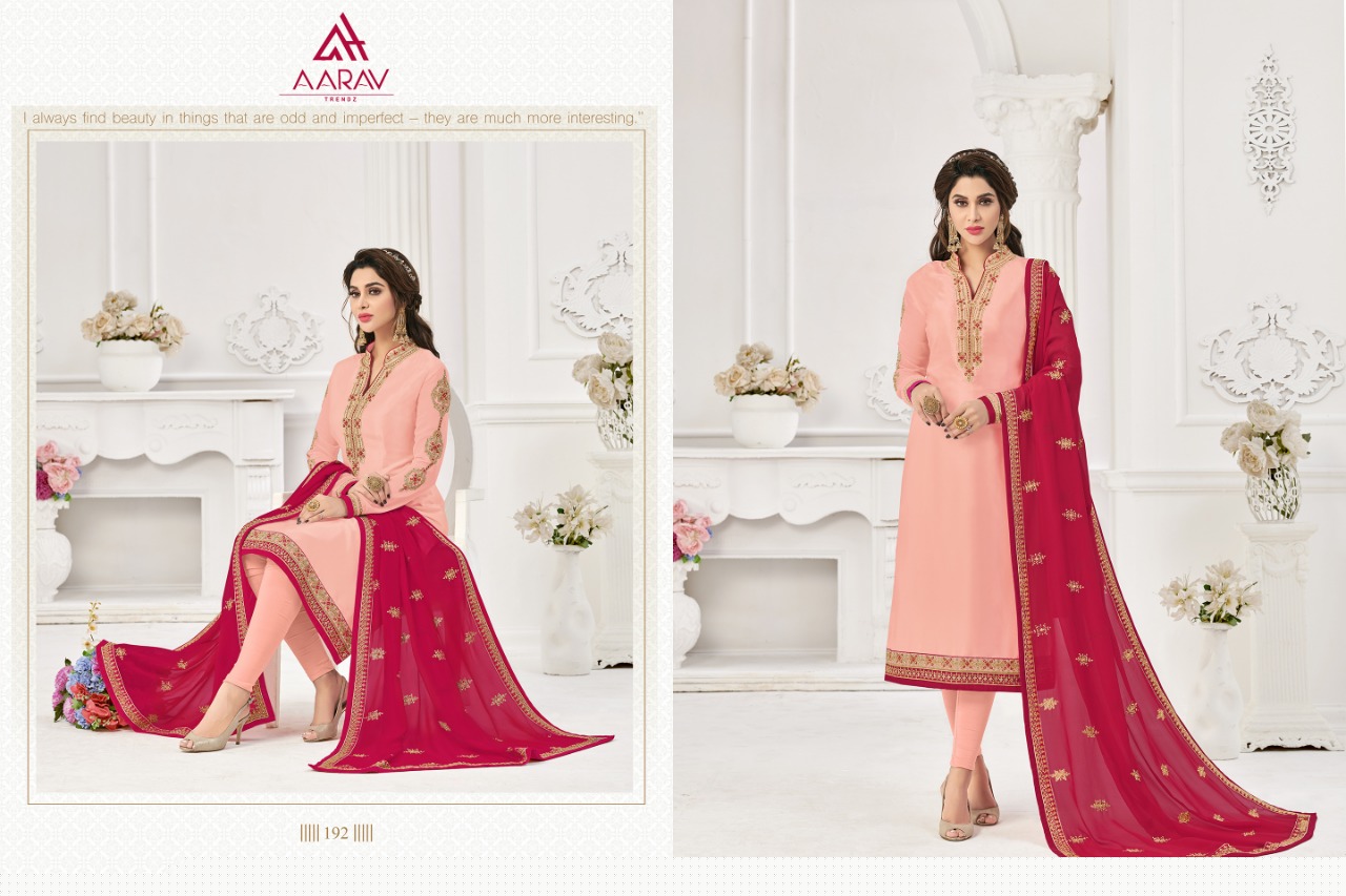 Dimpy Vol-1 By Aarav Trendz 187 To 193 Series Beautiful Stylish Fancy Colorful Casual Wear & Ethnic Wear Collection Real Georgette Satin Dresses At Wholesale Price