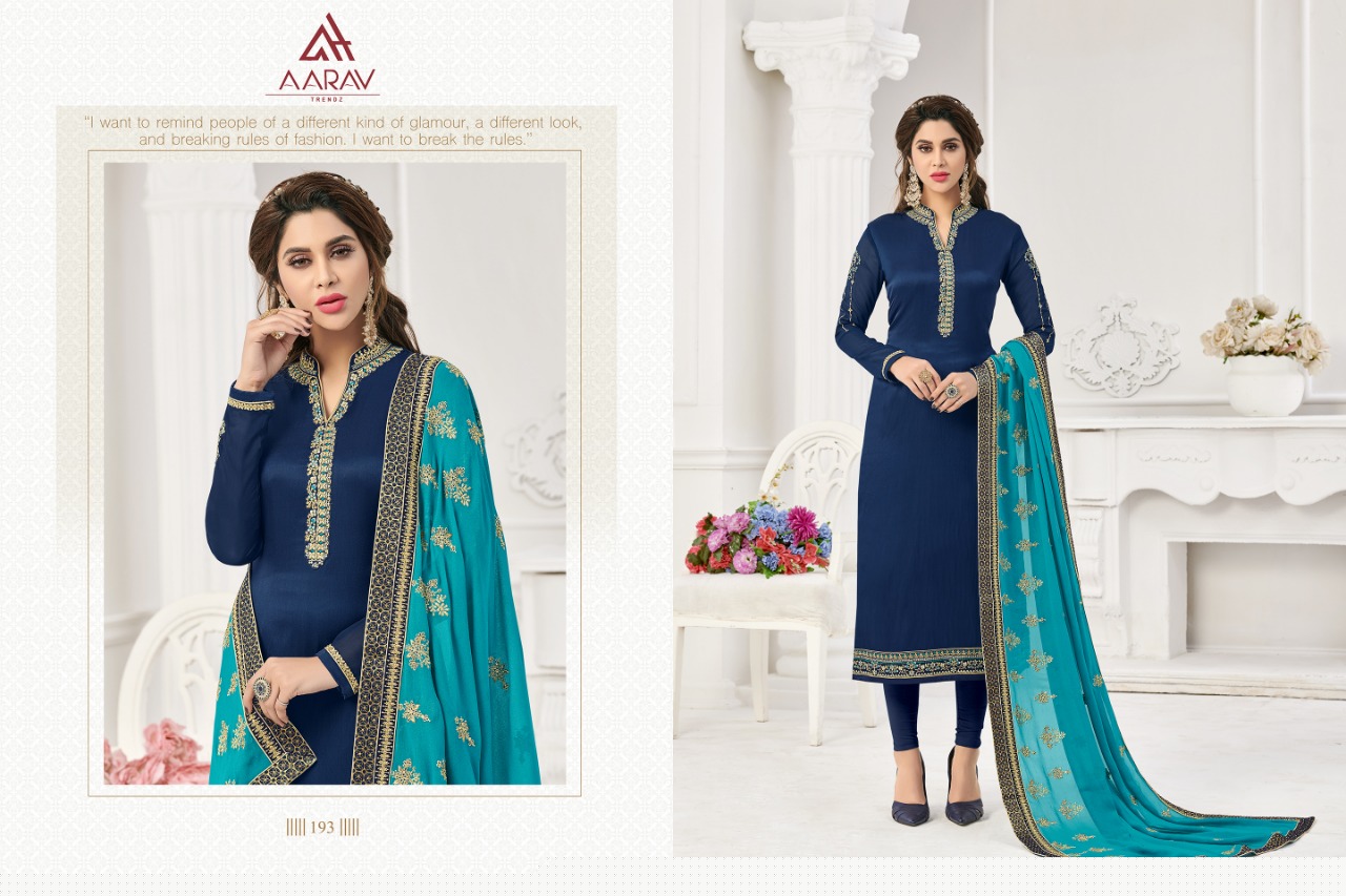Dimpy Vol-1 By Aarav Trendz 187 To 193 Series Beautiful Stylish Fancy Colorful Casual Wear & Ethnic Wear Collection Real Georgette Satin Dresses At Wholesale Price