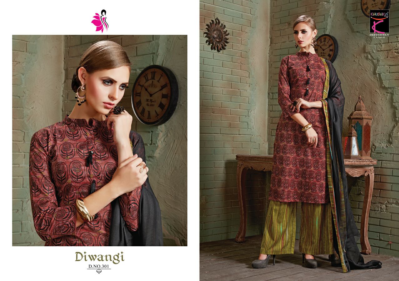 Diwangi By Khushika 301 To 308 Series Beautiful Suits Stylish Fancy Colorful Casual Wear & Ethnic Wear Pure Cotton Cambric Printed Dresses At Wholesale Price