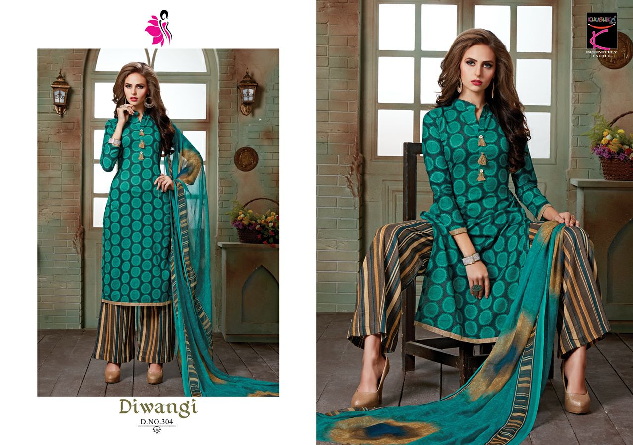 Diwangi By Khushika 301 To 308 Series Beautiful Suits Stylish Fancy Colorful Casual Wear & Ethnic Wear Pure Cotton Cambric Printed Dresses At Wholesale Price