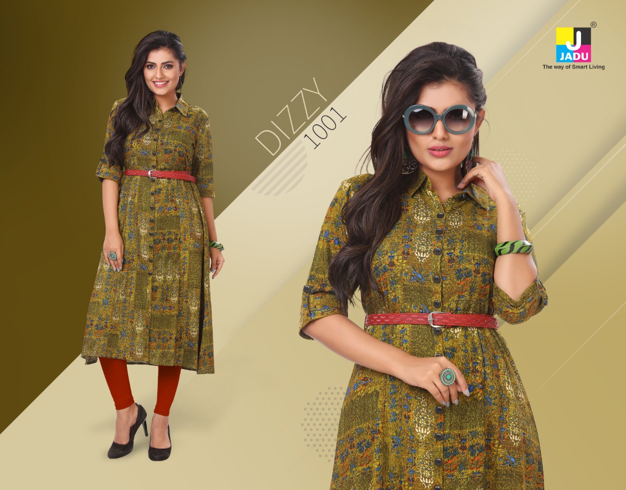 Dizzy By Jadu 1001 To 1008 Series Beautiful Designer Colorful Stylish Fancy Casual Wear & Ethnic Wear & Ready To Wear Rayon Export Quality Kurtis At Wholesale Price