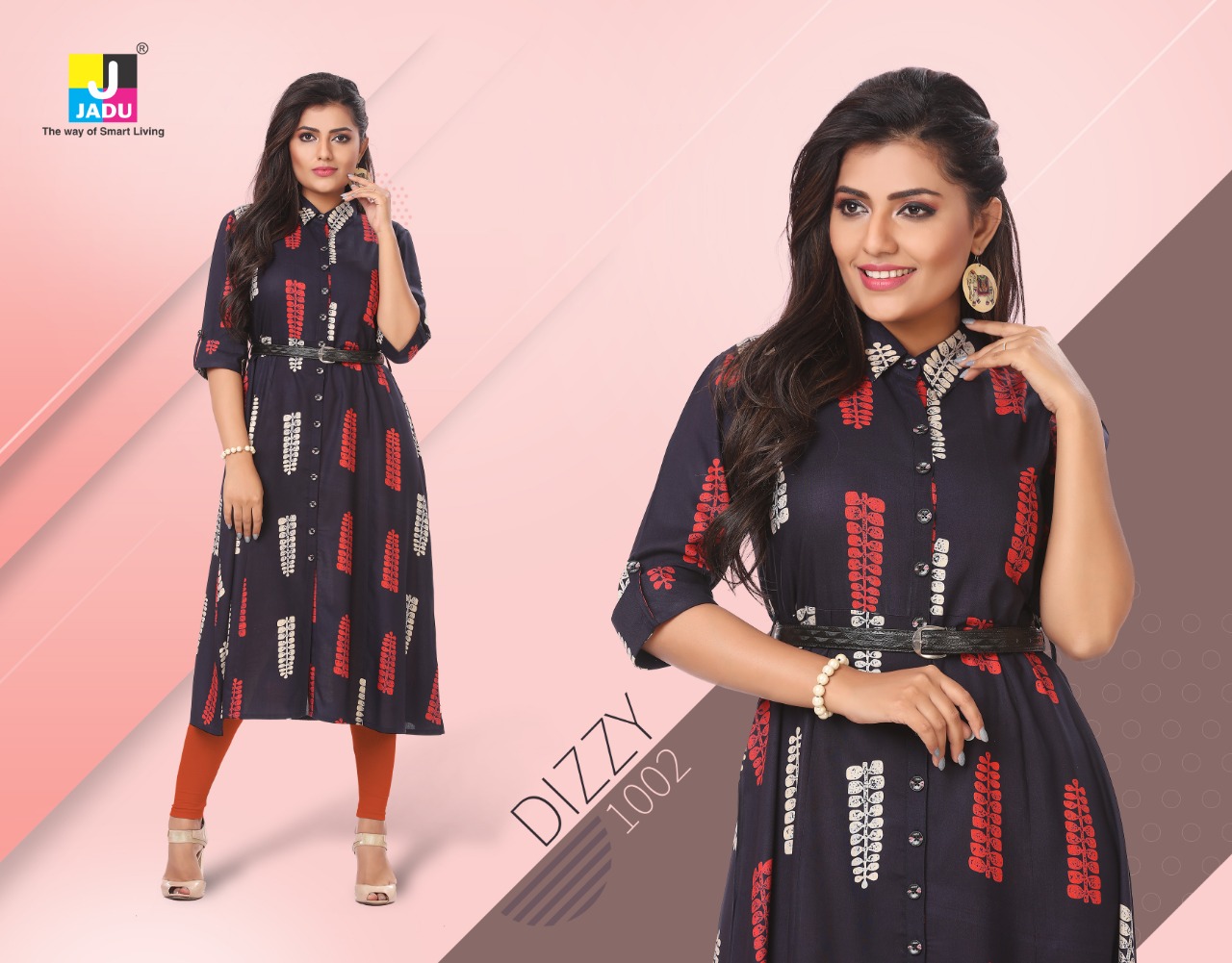 Dizzy By Jadu 1001 To 1008 Series Beautiful Designer Colorful Stylish Fancy Casual Wear & Ethnic Wear & Ready To Wear Rayon Export Quality Kurtis At Wholesale Price