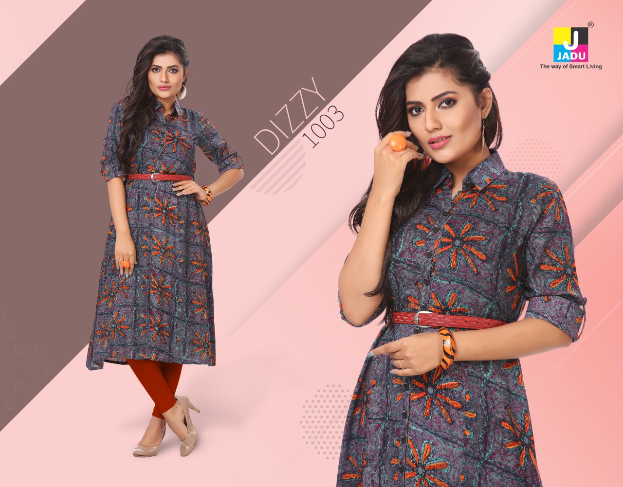 Dizzy By Jadu 1001 To 1008 Series Beautiful Designer Colorful Stylish Fancy Casual Wear & Ethnic Wear & Ready To Wear Rayon Export Quality Kurtis At Wholesale Price