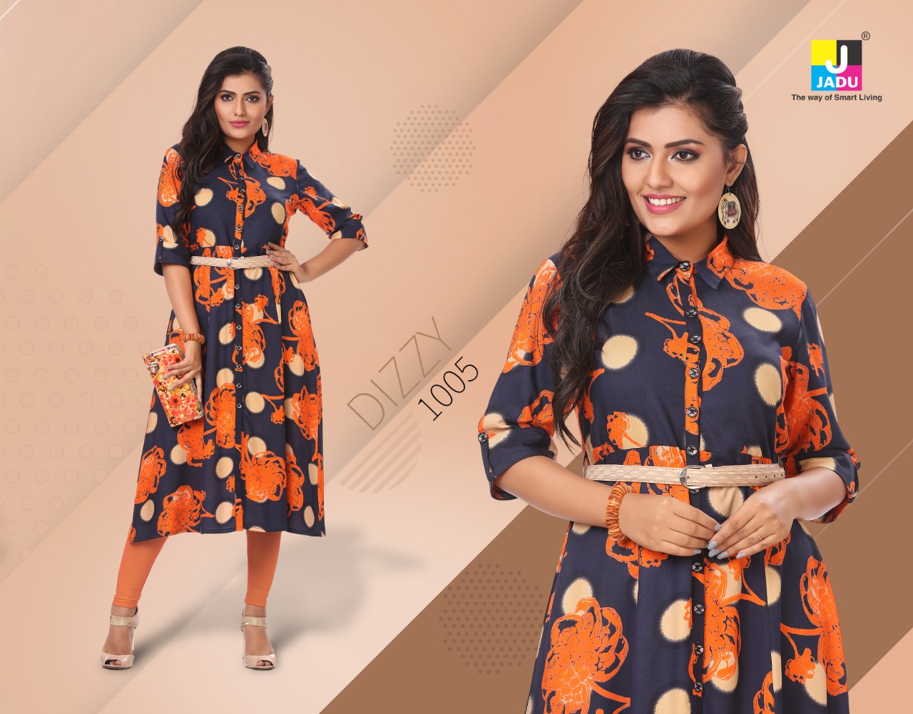 Dizzy By Jadu 1001 To 1008 Series Beautiful Designer Colorful Stylish Fancy Casual Wear & Ethnic Wear & Ready To Wear Rayon Export Quality Kurtis At Wholesale Price