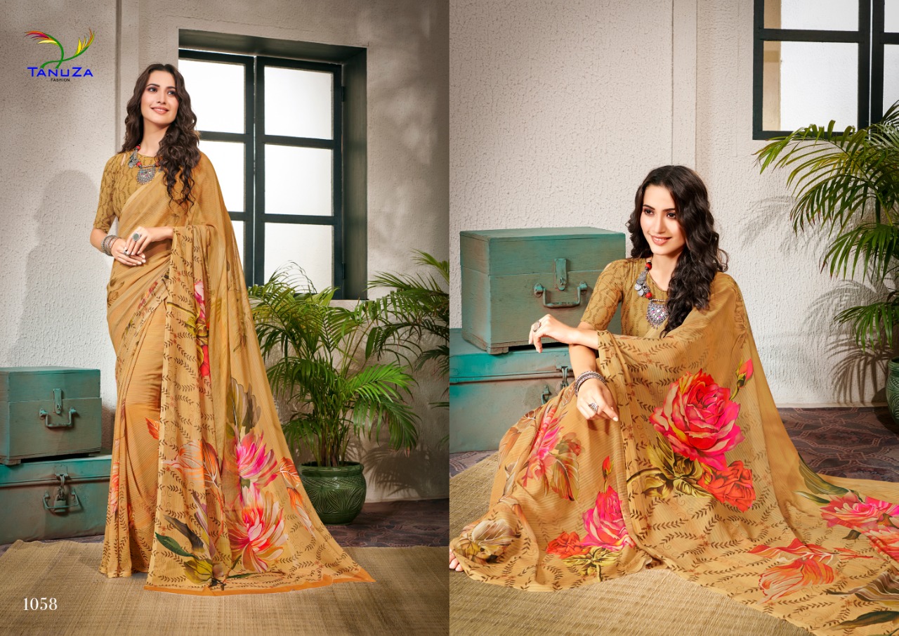 Dream Beauty By Tanuza Fashion 1055 To 1065 Series Indian Traditional Wear Collection Beautiful Stylish Fancy Colorful Party Wear & Occasional Wear Georgette Printed Sarees At Wholesale Price