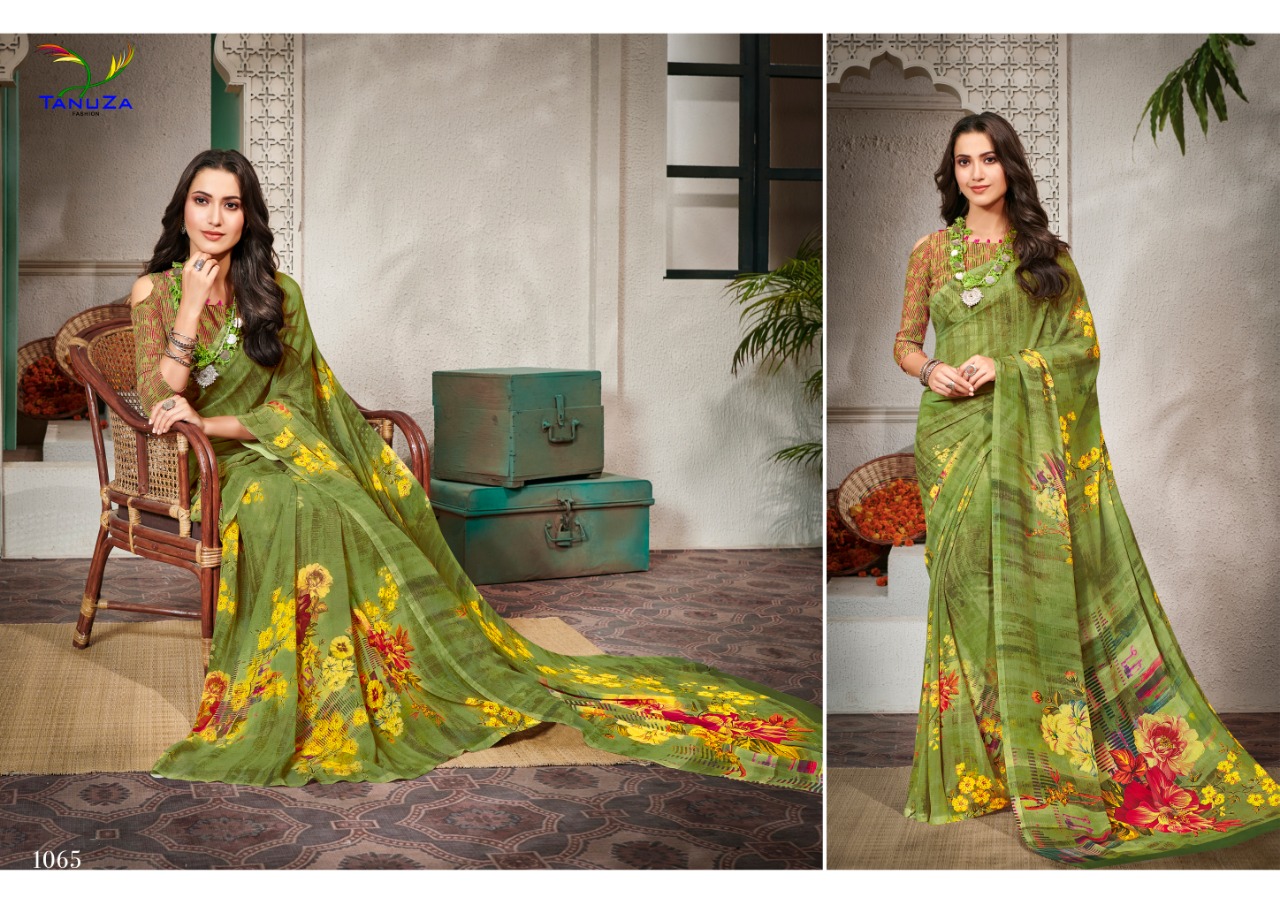 Dream Beauty By Tanuza Fashion 1055 To 1065 Series Indian Traditional Wear Collection Beautiful Stylish Fancy Colorful Party Wear & Occasional Wear Georgette Printed Sarees At Wholesale Price