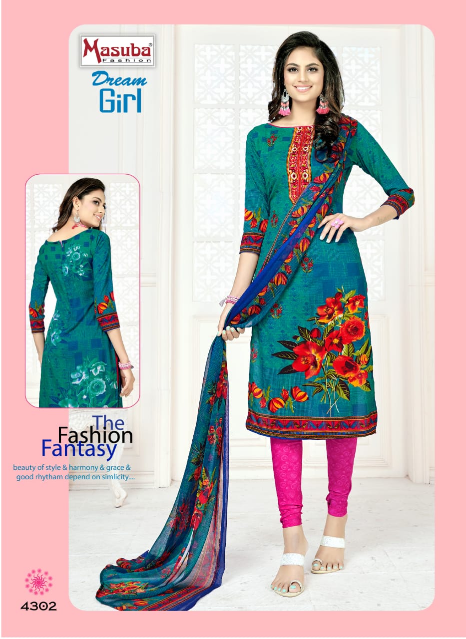 Dream Girl Vol-43 By Masuba Fashion 4301 To 4316 Series Indian Traditional Wear Collection Beautiful Stylish Fancy Colorful Party Wear & Wear Crepe Printed Dress At Wholesale Price