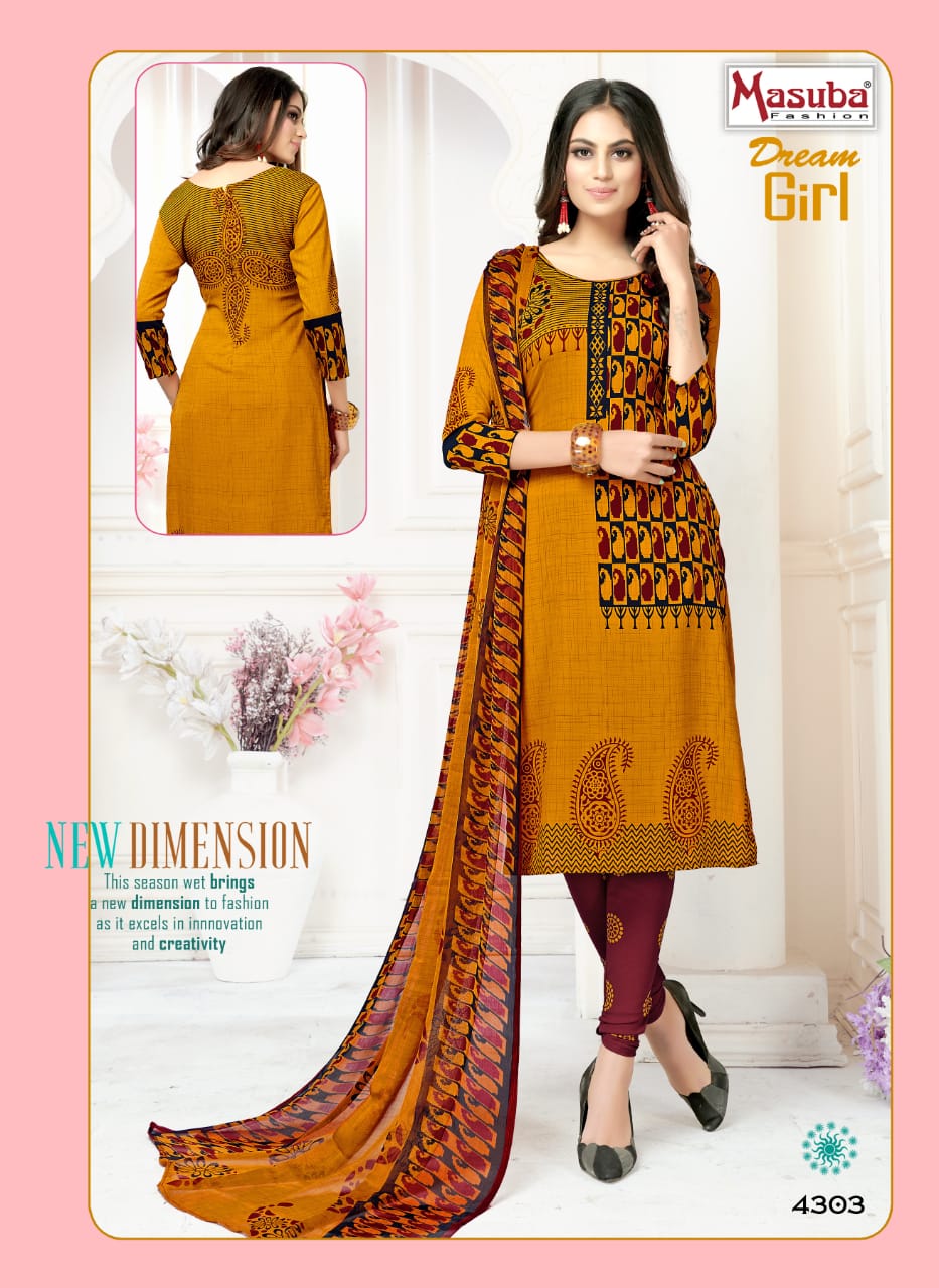 Dream Girl Vol-43 By Masuba Fashion 4301 To 4316 Series Indian Traditional Wear Collection Beautiful Stylish Fancy Colorful Party Wear & Wear Crepe Printed Dress At Wholesale Price