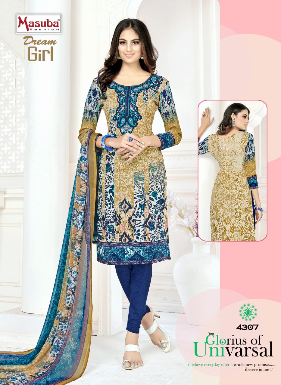Dream Girl Vol-43 By Masuba Fashion 4301 To 4316 Series Indian Traditional Wear Collection Beautiful Stylish Fancy Colorful Party Wear & Wear Crepe Printed Dress At Wholesale Price