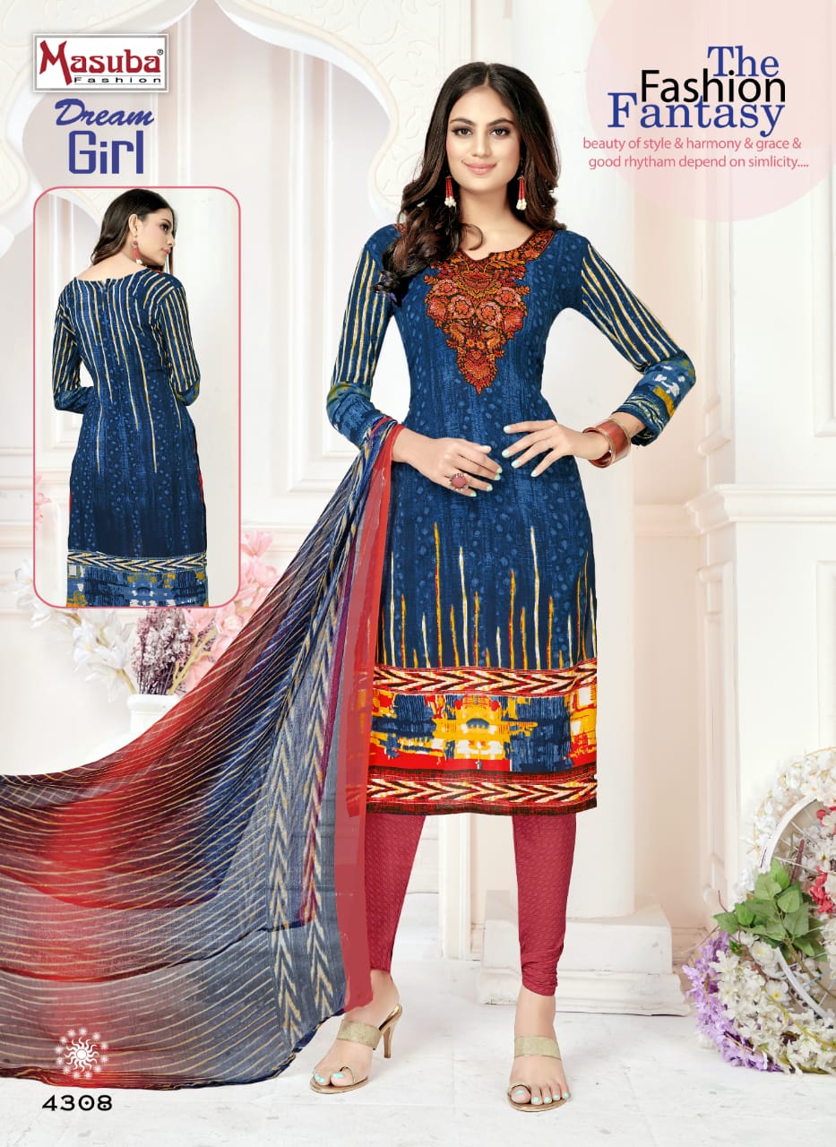 Dream Girl Vol-43 By Masuba Fashion 4301 To 4316 Series Indian Traditional Wear Collection Beautiful Stylish Fancy Colorful Party Wear & Wear Crepe Printed Dress At Wholesale Price