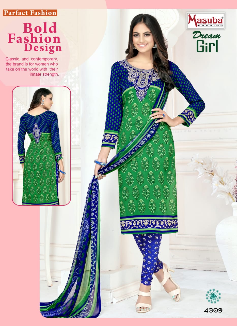 Dream Girl Vol-43 By Masuba Fashion 4301 To 4316 Series Indian Traditional Wear Collection Beautiful Stylish Fancy Colorful Party Wear & Wear Crepe Printed Dress At Wholesale Price