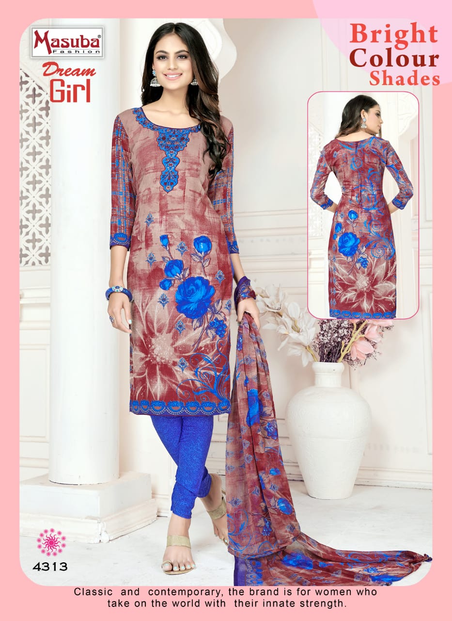 Dream Girl Vol-43 By Masuba Fashion 4301 To 4316 Series Indian Traditional Wear Collection Beautiful Stylish Fancy Colorful Party Wear & Wear Crepe Printed Dress At Wholesale Price