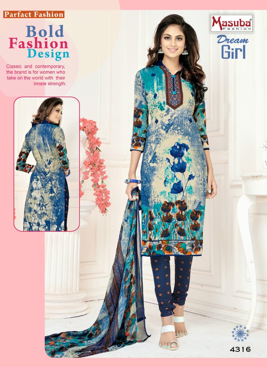 Dream Girl Vol-43 By Masuba Fashion 4301 To 4316 Series Indian Traditional Wear Collection Beautiful Stylish Fancy Colorful Party Wear & Wear Crepe Printed Dress At Wholesale Price