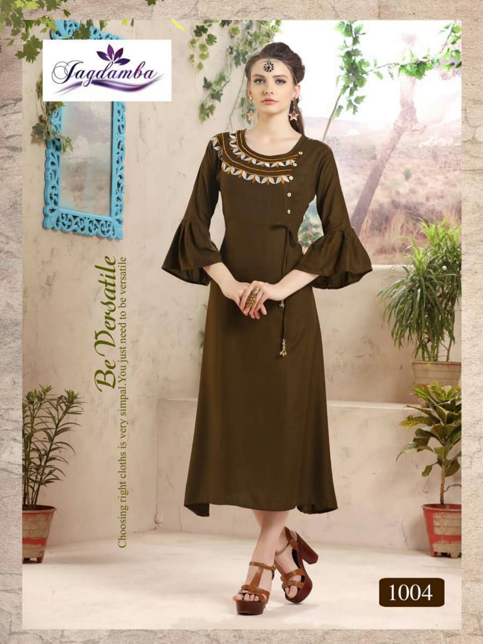 Dream Girl By Jagdamba 1001 To 1008 Series Beautiful Stylish Colorful Fancy Party Wear & Ethnic Wear & Ready To Wear Rayon Printed Kurtis At Wholesale Price