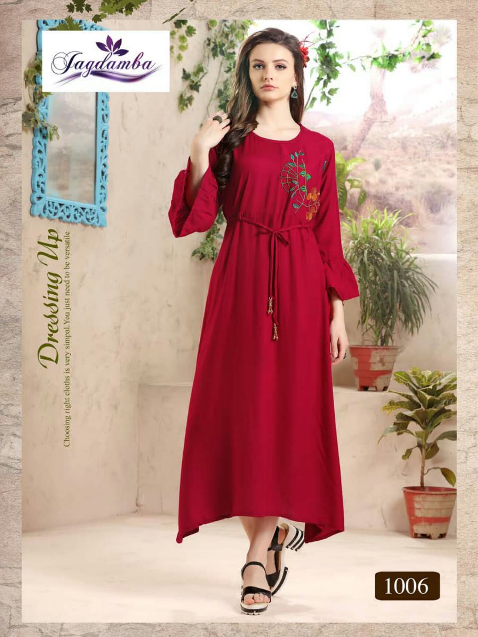 Dream Girl By Jagdamba 1001 To 1008 Series Beautiful Stylish Colorful Fancy Party Wear & Ethnic Wear & Ready To Wear Rayon Printed Kurtis At Wholesale Price