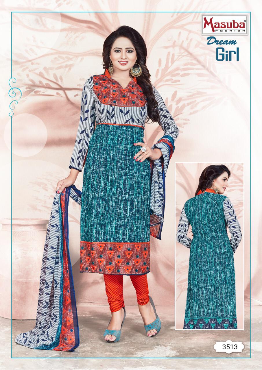 Dream Girl Vol-35 By Masuba Fashion 3501 To 3516 Series Indian Traditional Wear Collection Beautiful Stylish Fancy Colorful Party Wear & Wear Crepe Printed Dress At Wholesale Price