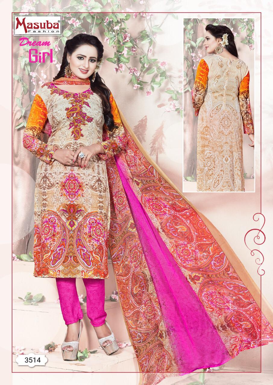 Dream Girl Vol-35 By Masuba Fashion 3501 To 3516 Series Indian Traditional Wear Collection Beautiful Stylish Fancy Colorful Party Wear & Wear Crepe Printed Dress At Wholesale Price