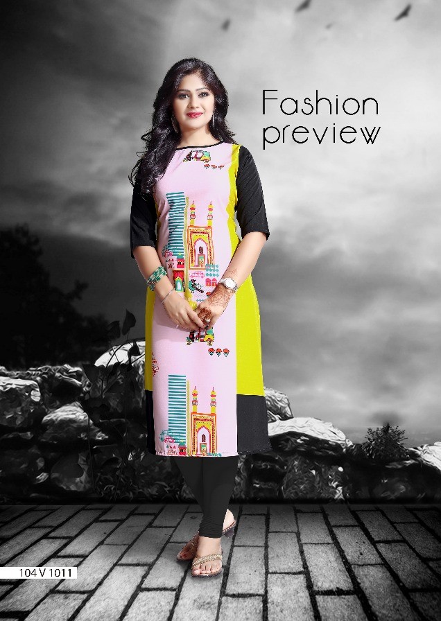 Dreams By Vragi Beautiful Colorful Stylish Fancy Casual Wear & Ethnic Wear & Ready To Wear Royal Crepe Printed Kurtis At Wholesale Price