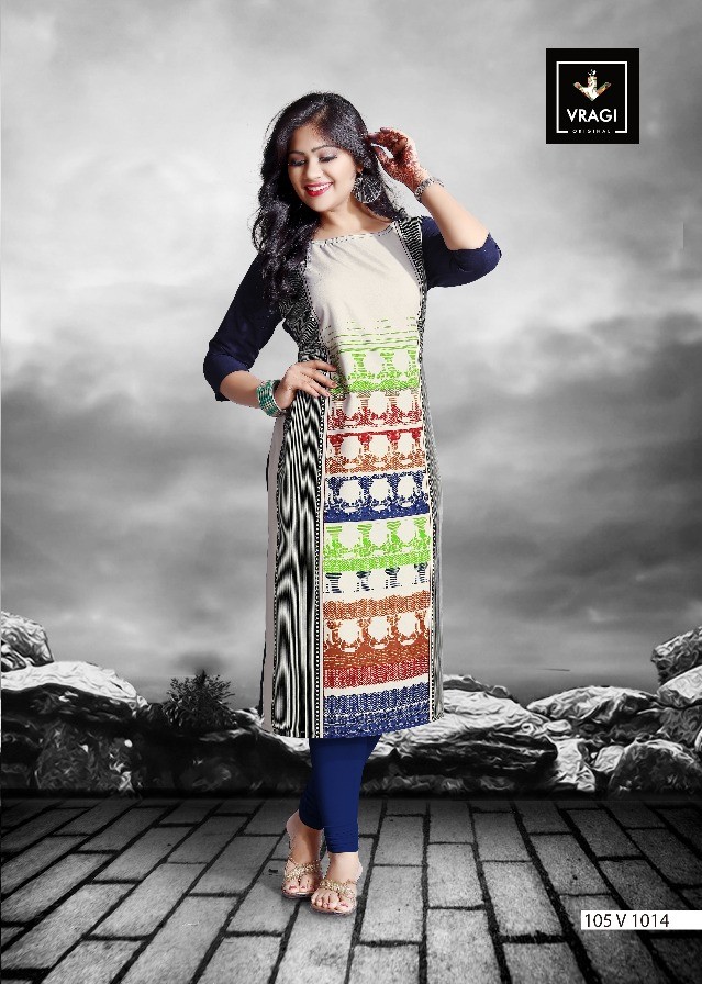 Dreams By Vragi Beautiful Colorful Stylish Fancy Casual Wear & Ethnic Wear & Ready To Wear Royal Crepe Printed Kurtis At Wholesale Price