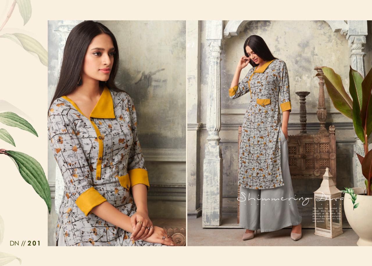 Dusk Vol-5 By Top-dot 201 To 208 Series Stylish Fancy Beautiful Colorful Casual Wear & Ethnic Wear Pure Rayon Printed Kurtis At Wholesale Price