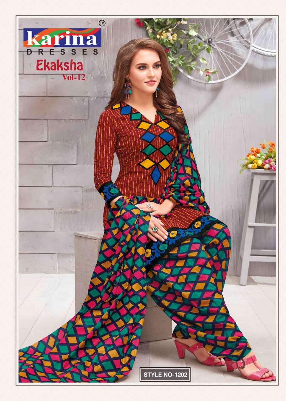 Ekaksha Vol-12 By Karina Dresses 1201 To 1212 Series Indian Traditional Wear Collection Beautiful Stylish Fancy Colorful Party Wear & Occasional Wear Cotton Printed Dress At Wholesale Price