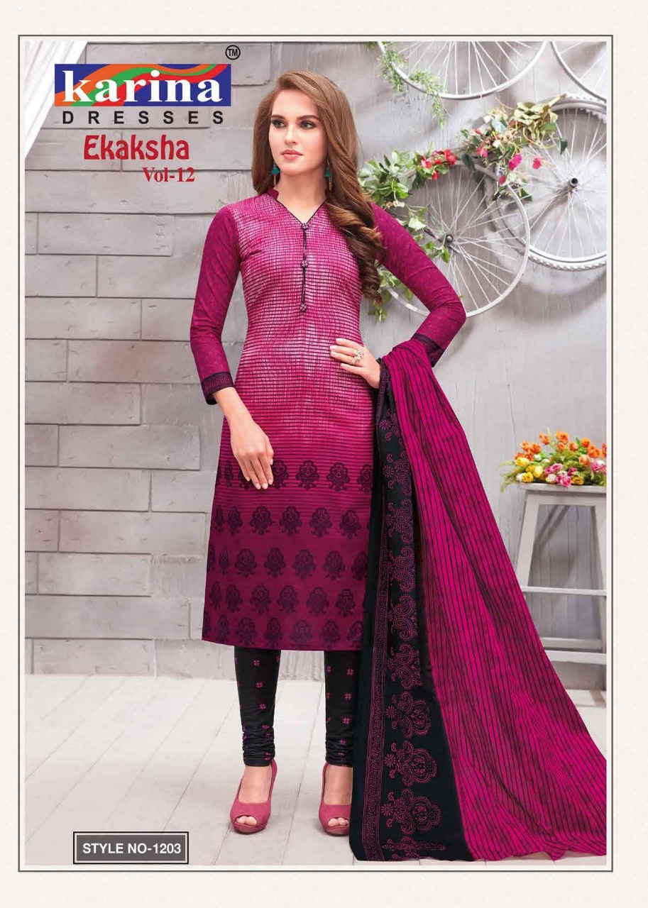 Ekaksha Vol-12 By Karina Dresses 1201 To 1212 Series Indian Traditional Wear Collection Beautiful Stylish Fancy Colorful Party Wear & Occasional Wear Cotton Printed Dress At Wholesale Price