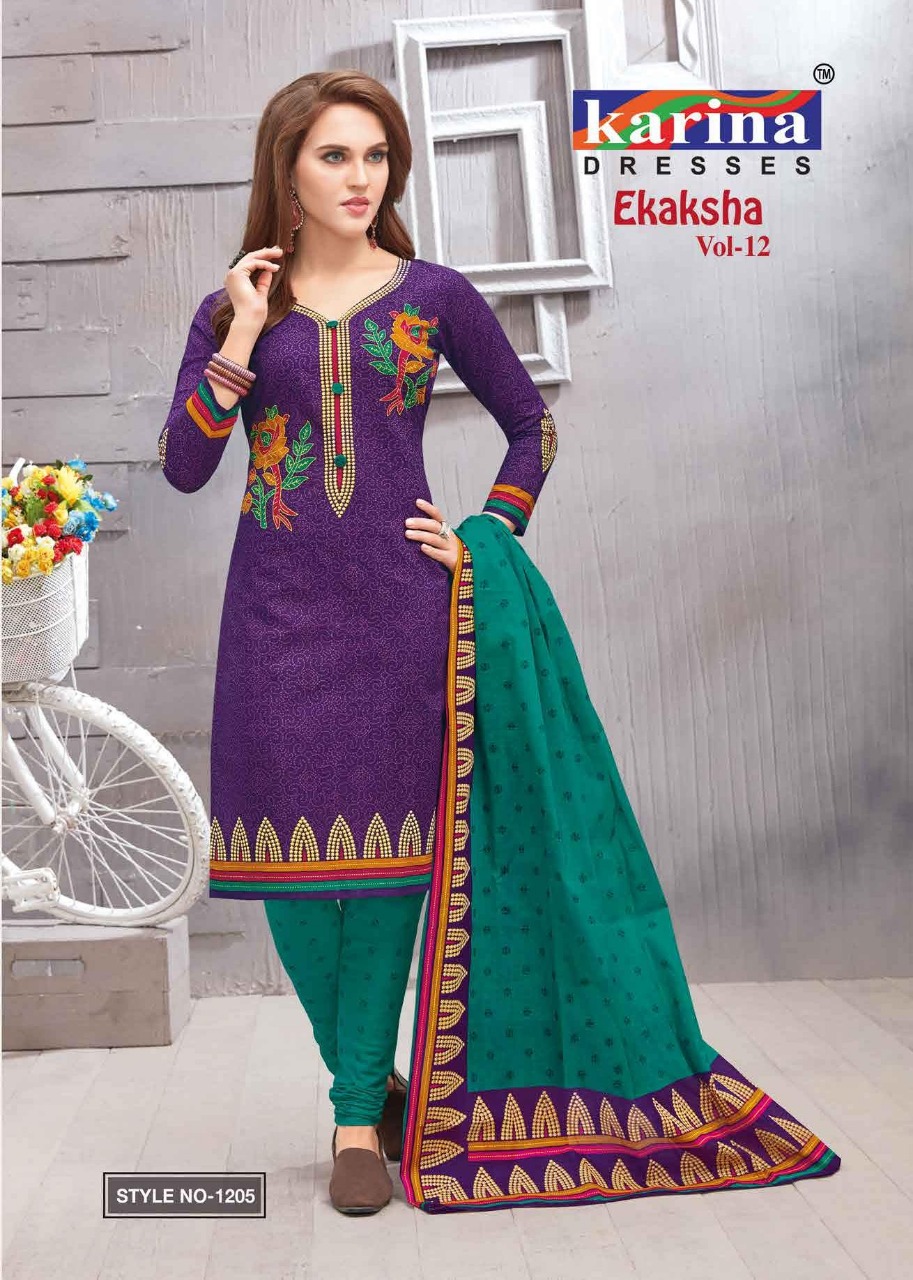 Ekaksha Vol-12 By Karina Dresses 1201 To 1212 Series Indian Traditional Wear Collection Beautiful Stylish Fancy Colorful Party Wear & Occasional Wear Cotton Printed Dress At Wholesale Price